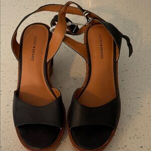 Lucky Brand Black and Tan Women's Sandals